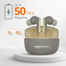 amazon basics TWS in-Ear Earbuds (AB-A8) with Fast Charging up to 50 Hours of Playtime |