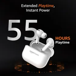Amazon Basics TWS Wireless in Ear Earbuds, Bluetooth 6.0 Earphones with Mic, 55H Playtime, Bluetrum 5656A Chipset, Compa