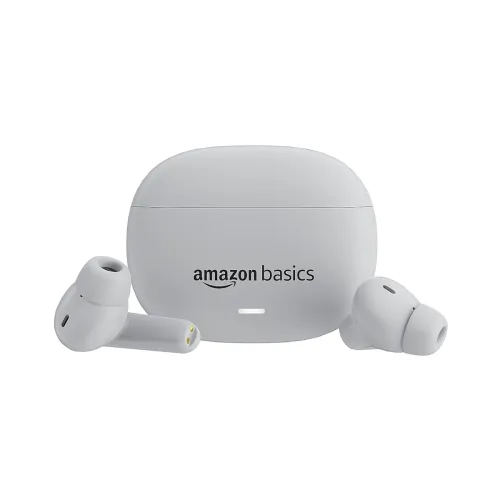 Image of Amazon Basics TWS Earbuds – 60H Playtime, BT 5.3, Mic (White)