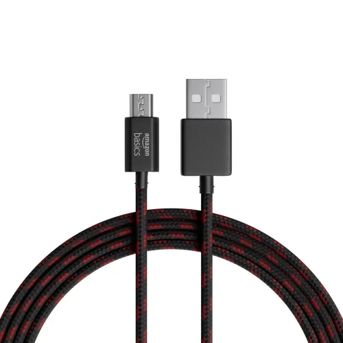 Image of amazon basics Type A to Micro USB Braided Cable | 3A /18W Fast Charging and 480 Mbps Data Transfer Speed | 1.2m, Tangle 