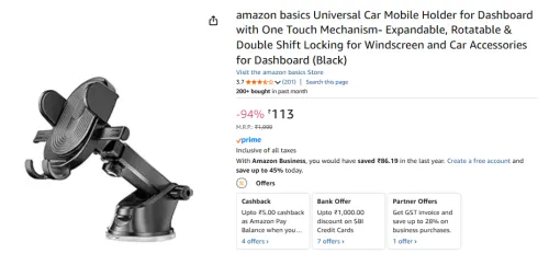 Image of amazon basics Universal Car Mobile Holder 