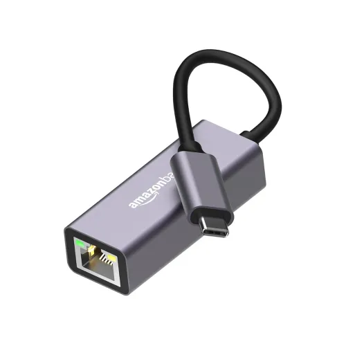 Image of Amazon Basics USB Type-C to RJ45 Ethernet LAN Adapter, Up to 10/100/1000 Mbps, for Windows 11/10/8.1/8