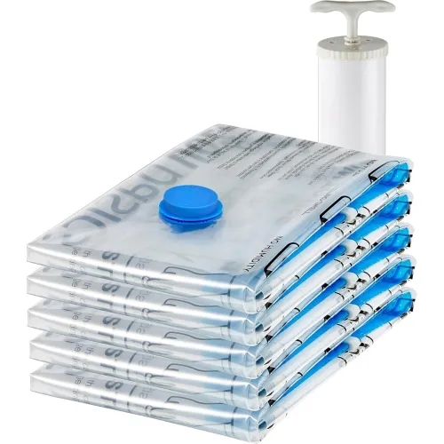 Image of amazon basics Vacuum Compression Storage Bags with Hand Pump - Medium, 5-Pack