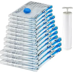 amazon basics Vacuum Compression Storage Bags with Hand Pump - 12-Pack