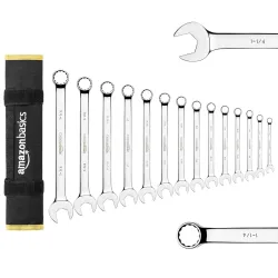 Amazon Basics V-Groove Combination Wrench Set (SAE, 14-Piece)