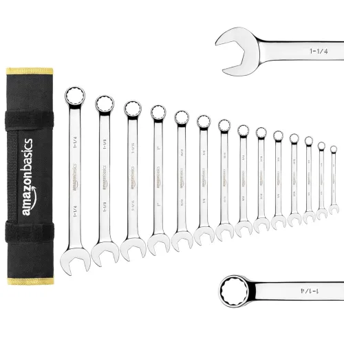 Image of amazon basics V-Groove Combination Wrench Set - SAE, 14-Piece