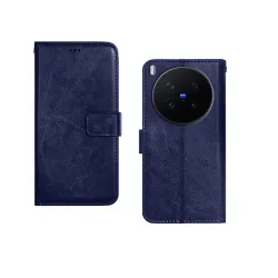 amazon basics Vivo X300 Pro 5G Flip Cover | Card Pockets Wallet & Stand | Flip Cover for Vivo X300 Pro 5G (Blue)
