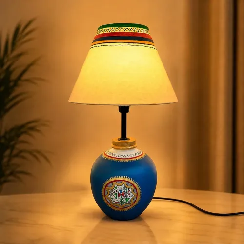Image of Amazon Basics Warli Whispers Blue Table Lamp