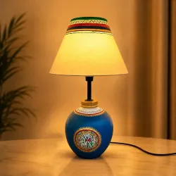 Amazon Basics Warli Whispers Blue Table Lamp