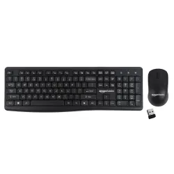 Amazon Basics Wireless Keyboard and Mouse Combo | 2.4GHz Wireless | Full-Size 104-Key Keyboard with ₹ Key | Low-Noise Typing | Compact Ergonomic Mouse | USB Receiver | Windows XP 7 8 10 11