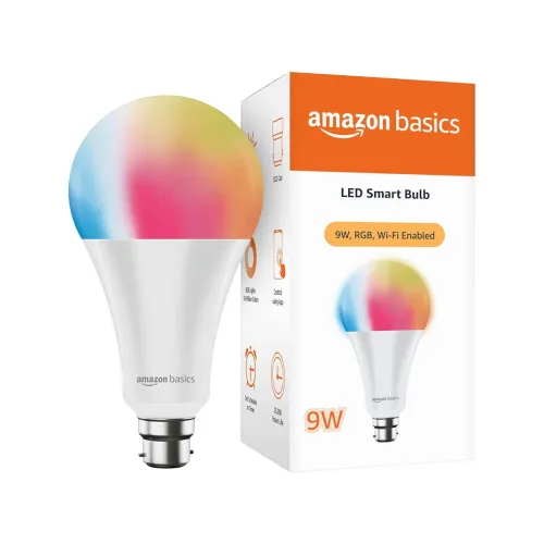 Image of Amazon Basics 9W Smart LED Bulb – B22, Multicolour