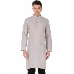 Amazon Brand - Anarva Mens Cotton Solid Kurta Length Long Shirt