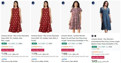 Image of Amazon Brand Myx women's Dresses at minimum 63% Discount