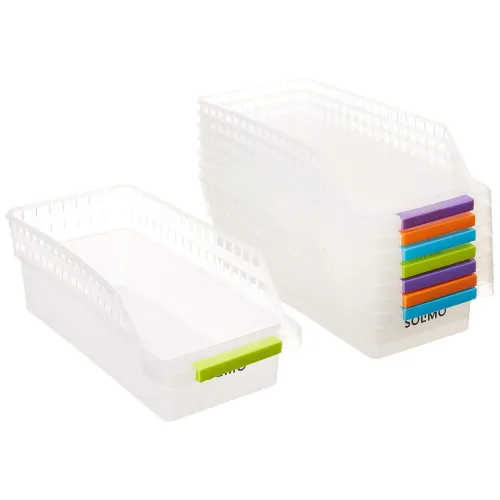 Image of Amazon Brand - Solimo Plastic Fridge Storage Organizer Racks, Set of 8,Silver