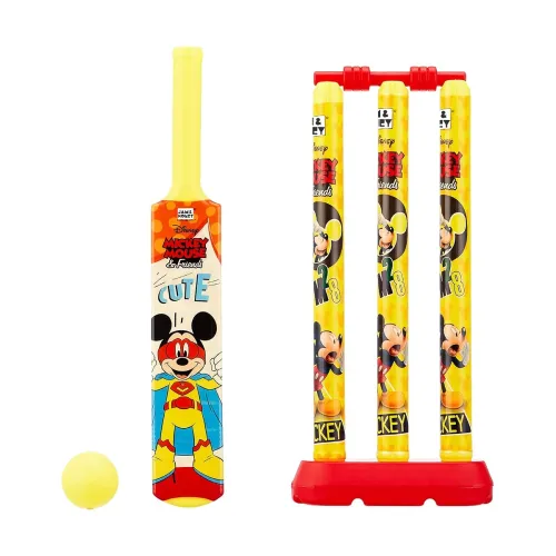 Image of Amazon Brand – Jam & Honey Disney Mickey Mouse Plastic Cricket Set Size 1