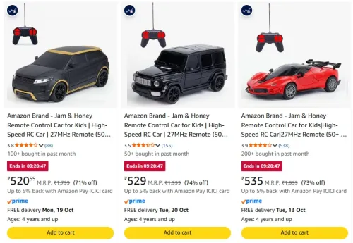 Image of Amazon Brand - Jam & Honey Remote Control Car at minimum 70% Discount