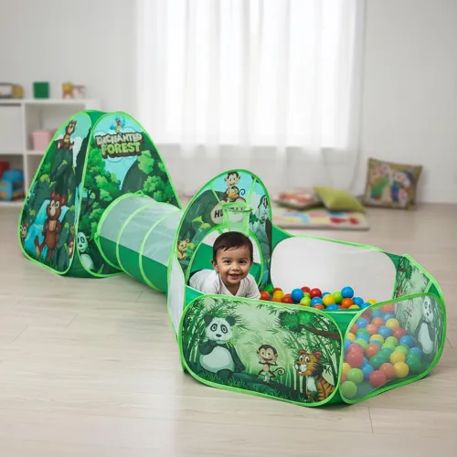 Image of Amazon Brand - Jam & Honey Jungle Animals 3 in 1 Combo Tunnel for Kids 