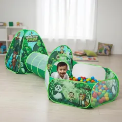 Amazon Brand - Jam & Honey Jungle Animals 3 in 1 Combo Tunnel for Kids 