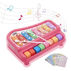 Amazon Brand - Jam & Honey Xylophone/Piano for Babies | 2 Sticks | 8 Multi-Colored Keys | Battery-Free | Musical Toy | B