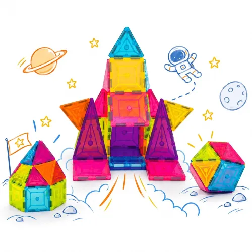 Image of Amazon Brand - Jam & Honey 28-Piece Magna Tiles Building Blocks