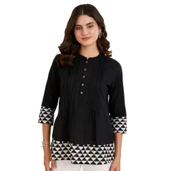 Amazon Brand - Myx Women Cotton Printed A-line Short Kurti