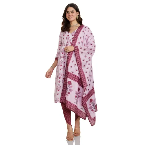 Image of Amazon Brand - Myx Women Printed Alia-Cut Anarkali Kurta Pant Set 