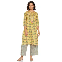 Amazon Brand - Myx Womens Cotton Kurta With Pant Set