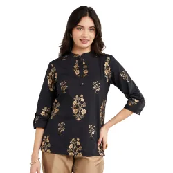 Amazon Brand - Myx Womens Printed Regular Cotton Short Kurti
