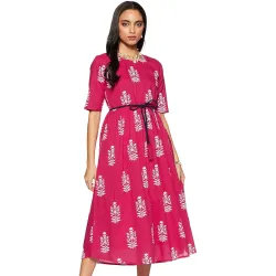 Amazon Brand - Myx Womens Solid Regular Cotton A-line Kurti
