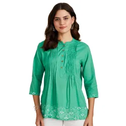 Amazon Brand - Myx Womens Cotton Printed A-line Short Kurti