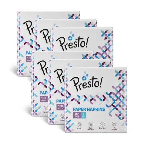 Image of Amazon Brand - Presto! 1 Ply Tissue Paper Napkin | 600 Pulls