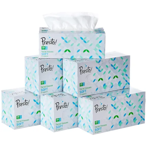 Image of Amazon Brand - Presto! 2 Ply Facial Tissue Box, Po6
