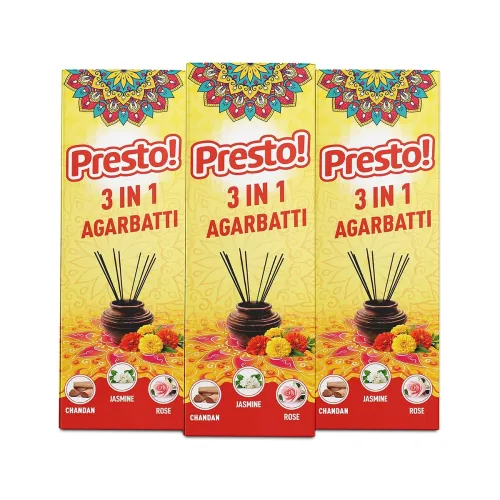 Image of Amazon Brand - Presto! 3 in 1 Agarbatti Pack of 3 | Chandan
