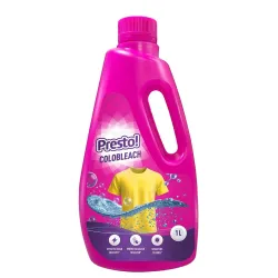 Amazon Brand - Presto! Colobleach 1L | Detergent Add-On Liquid | Effective Stain Remover | Brightens Colored Clothes