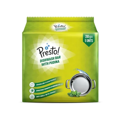 Image of Amazon Brand - Presto! Dishwash Bar - Pudina 200g x 5