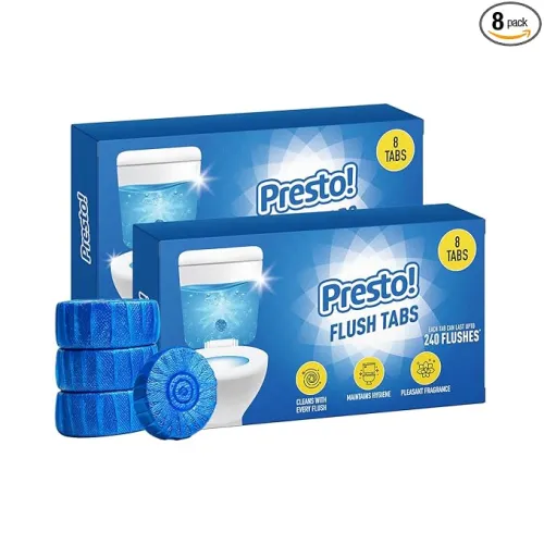 Image of Amazon Brand - Presto! Flush Tabs | 800 Gram | 50 Gram | 8 Tabs X Pack of 2 | Prevents Stains, Removes Limescale