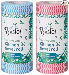 Amazon Brand - Presto! Non-Woven Kitchen Towel Roll 80 Pulls
