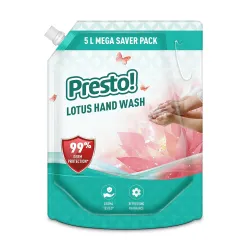 Amazon Brand - Presto! Lotus Liquid Handwash 5L Kills 99% Germs