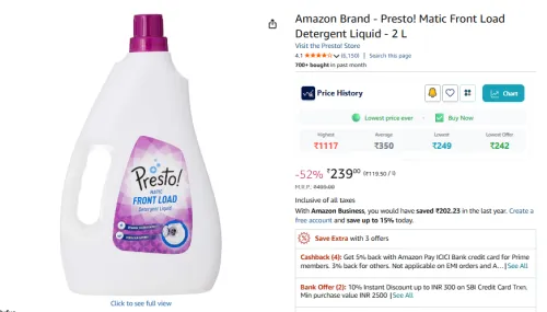 Image of Amazon Brand - Presto! Matic Front Load Detergent Liquid - 2 L