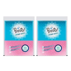 Amazon Brand - Presto! Multi-Purpose Sponge Wipes | Assorted | 10 Count| Pack of 2