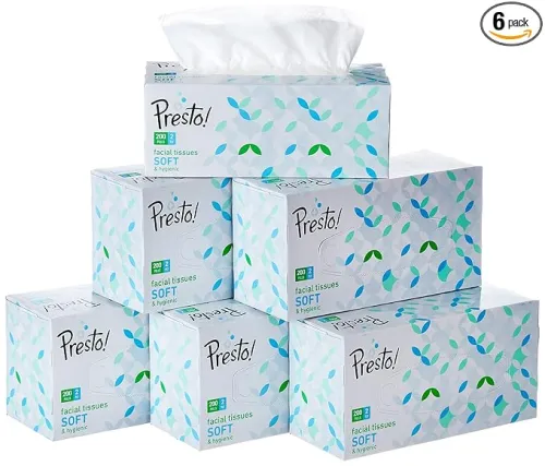 Image of Amazon Brand - Presto! 2 Ply Facial Tissue Box 1200 Pulls