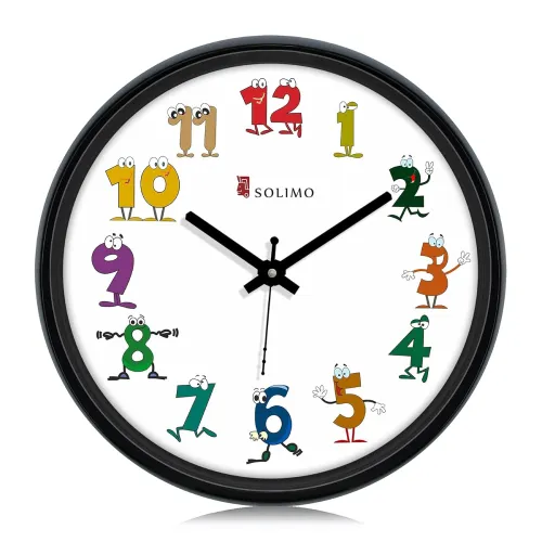 Image of Amazon Brand - Solimo 12-inch Kids' Plastic & Glass Wall Clock