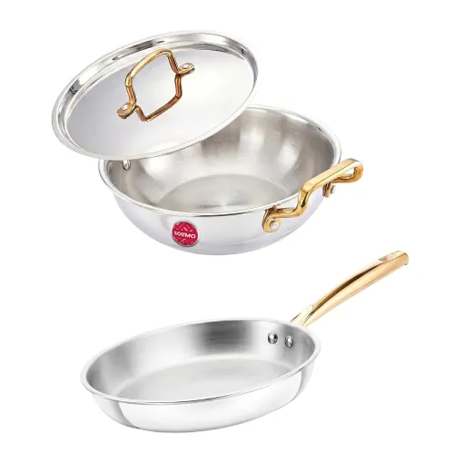 Image of Amazon Brand - Solimo 2 PCS Premium Triply Stainless Steel Cookware Set