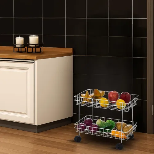 Image of Amazon Brand - Solimo 2 Tier Stainless Steel Storage Trolley