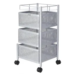 Amazon Brand - Solimo 360° Revolving Preassembled Heavy-Duty 3 Layer Square Portable Trolley with Wheels |