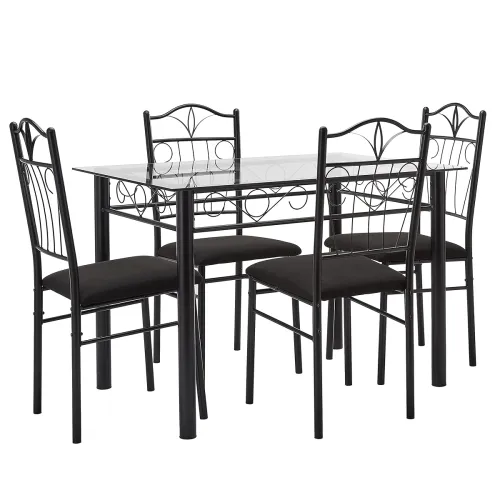 Image of Amazon Brand - Solimo Dorado Glass 4 Seater Dining Set