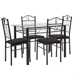 Amazon Brand - Solimo Dorado Glass 4 Seater Dining Set