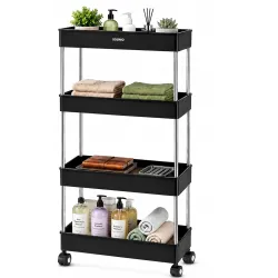 Amazon Brand - Solimo 4-Tier Utility Cart with Rolling Swivel Wheels