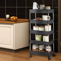 Amazon Brand - Solimo 5Tier Stainless Steel Kitchen Trolley Rack 