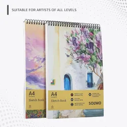 Amazon Brand - Solimo A4 Paper Sketchbooks (Set of 2)
